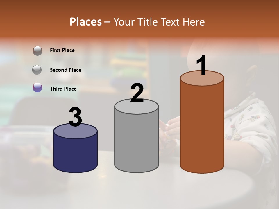 A Baby Sitting At A Table Playing With A Toy PowerPoint Template