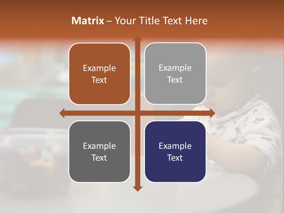 A Baby Sitting At A Table Playing With A Toy PowerPoint Template