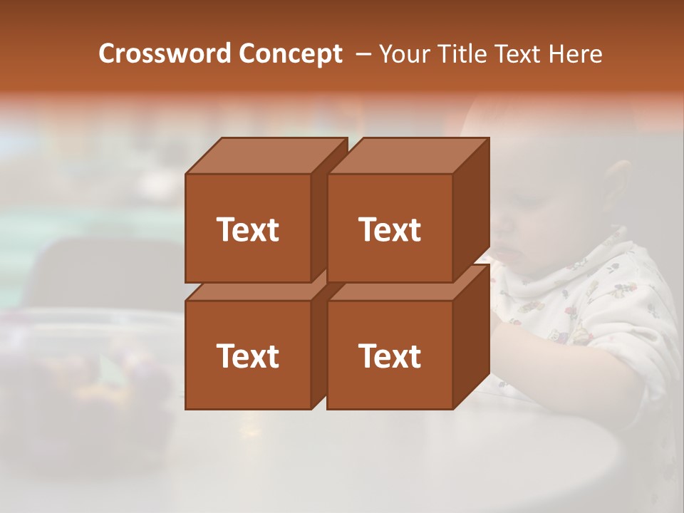 A Baby Sitting At A Table Playing With A Toy PowerPoint Template