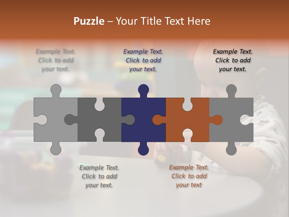 A Baby Sitting At A Table Playing With A Toy PowerPoint Template