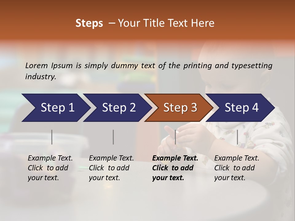 A Baby Sitting At A Table Playing With A Toy PowerPoint Template