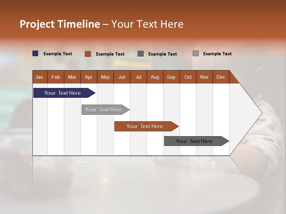 A Baby Sitting At A Table Playing With A Toy PowerPoint Template