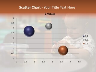 A Baby Sitting At A Table Playing With A Toy PowerPoint Template