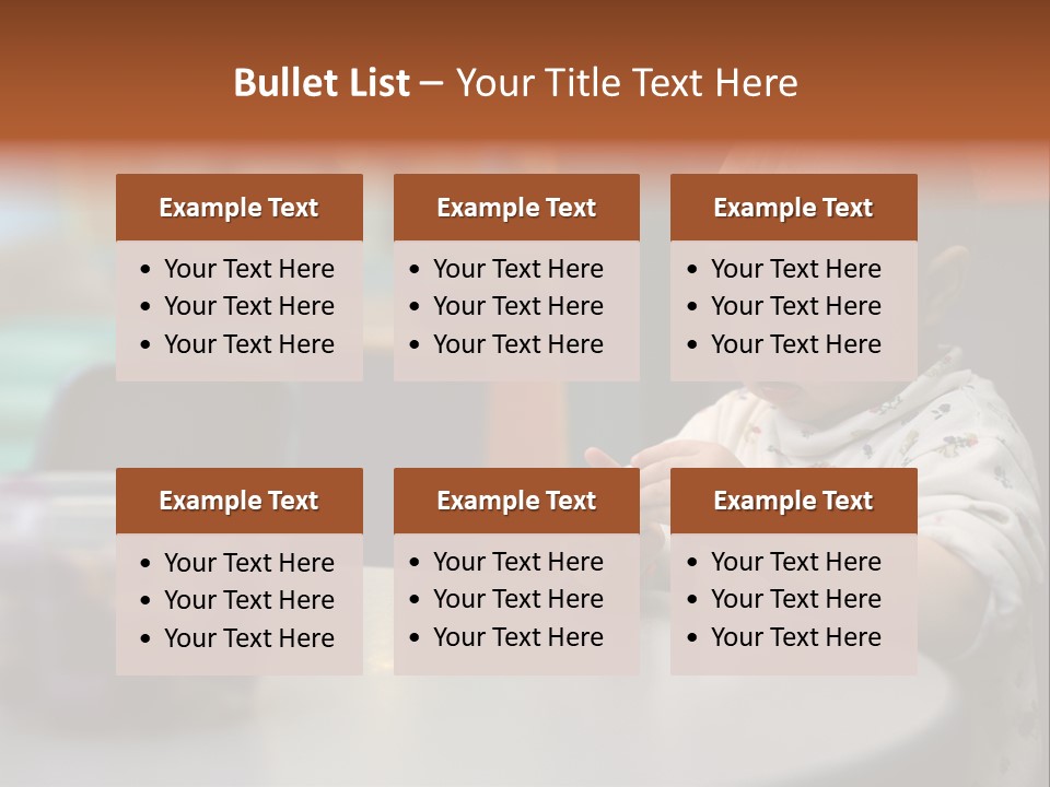 A Baby Sitting At A Table Playing With A Toy PowerPoint Template