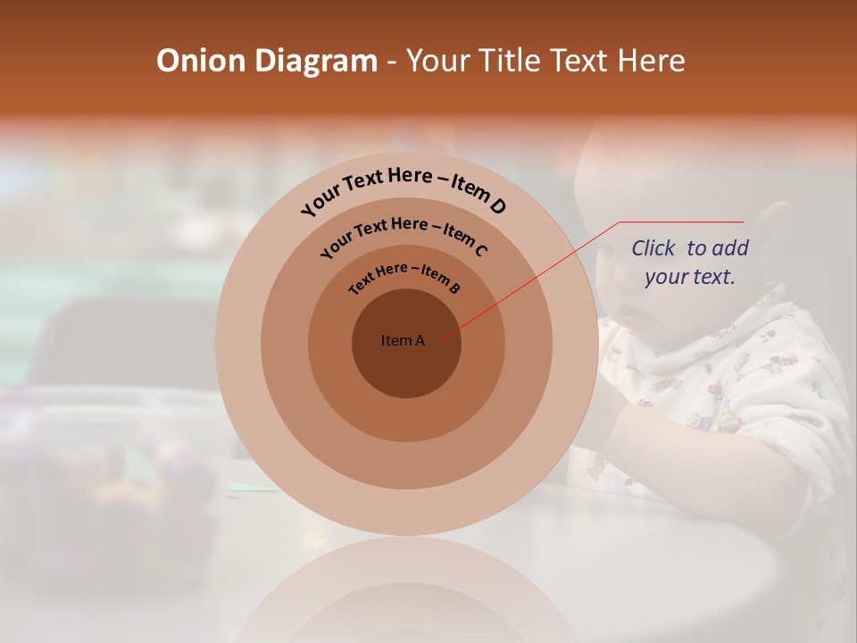 A Baby Sitting At A Table Playing With A Toy PowerPoint Template