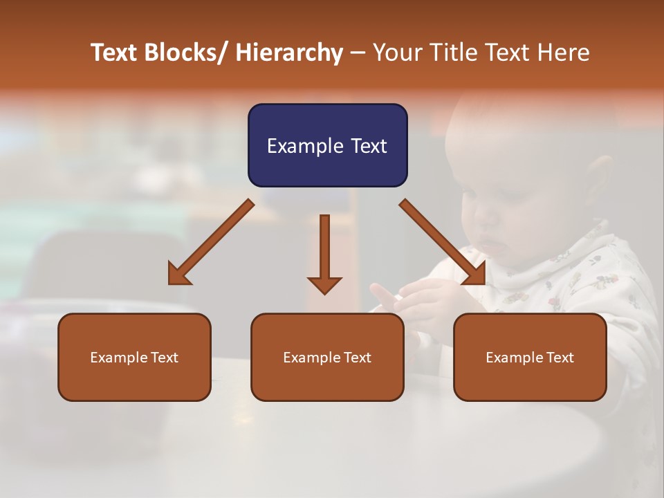 A Baby Sitting At A Table Playing With A Toy PowerPoint Template