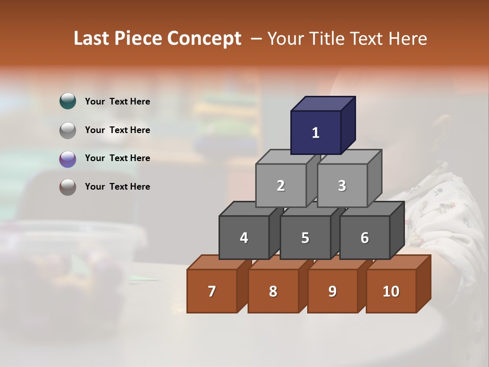 A Baby Sitting At A Table Playing With A Toy PowerPoint Template