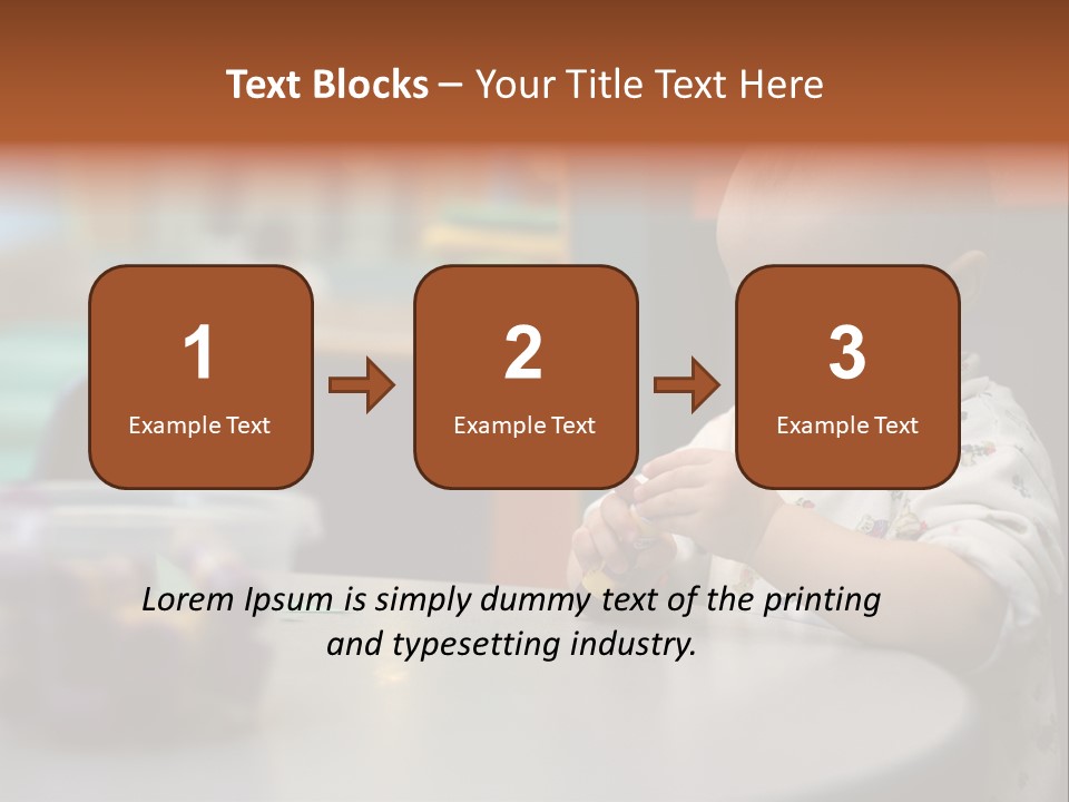 A Baby Sitting At A Table Playing With A Toy PowerPoint Template