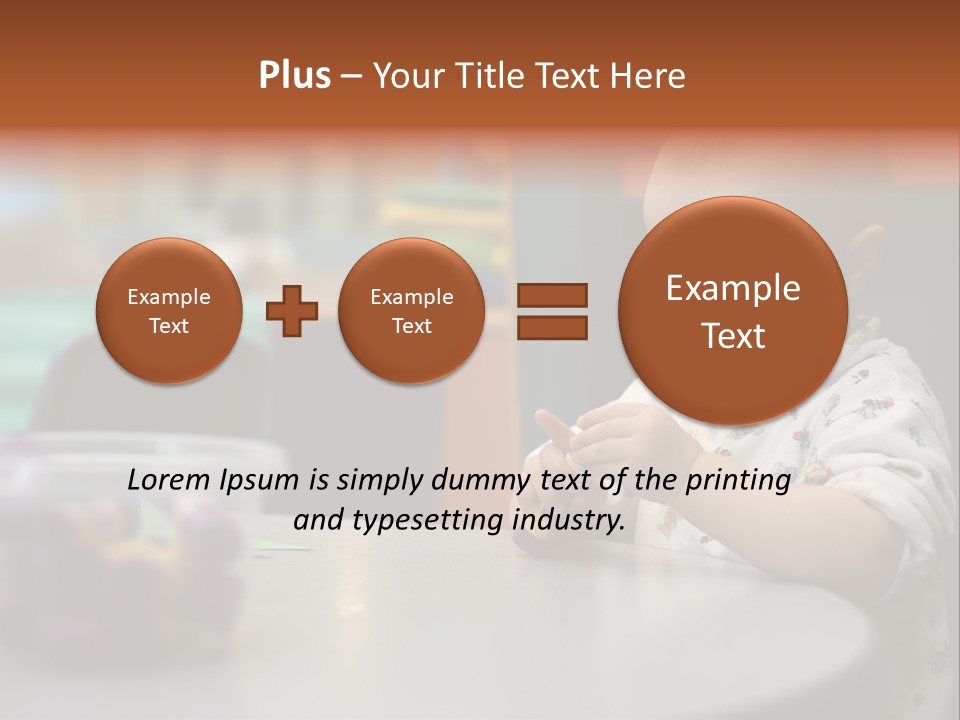A Baby Sitting At A Table Playing With A Toy PowerPoint Template