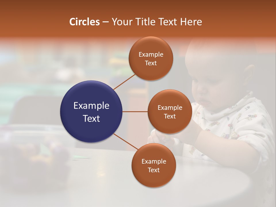 A Baby Sitting At A Table Playing With A Toy PowerPoint Template