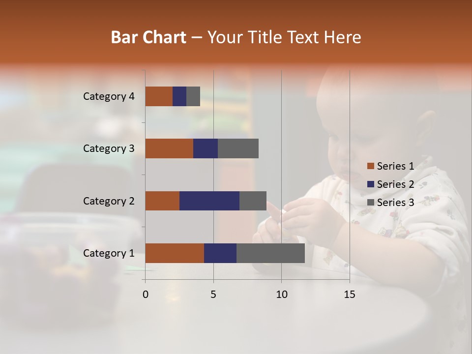 A Baby Sitting At A Table Playing With A Toy PowerPoint Template