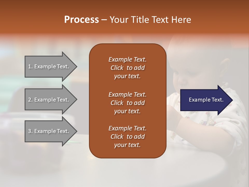 A Baby Sitting At A Table Playing With A Toy PowerPoint Template