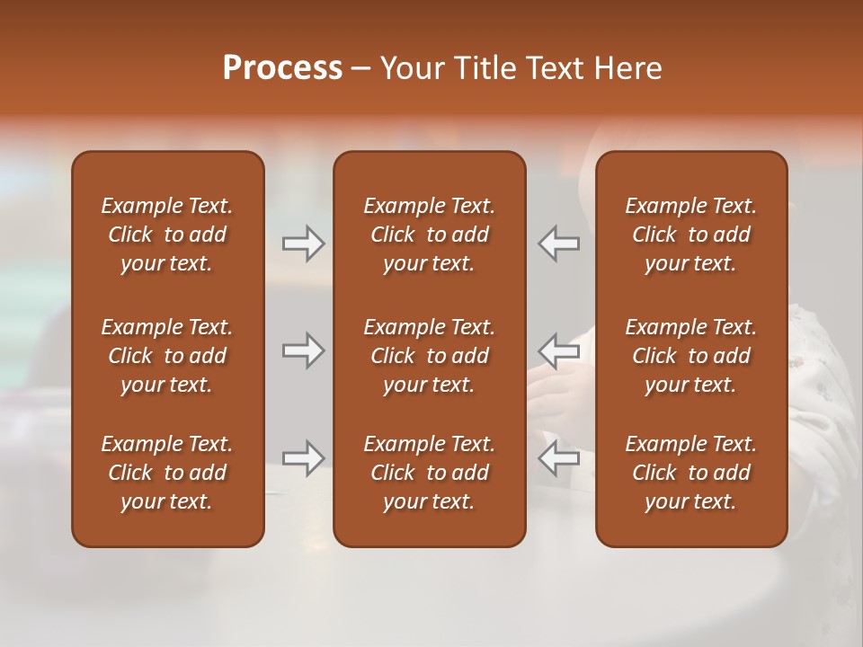 A Baby Sitting At A Table Playing With A Toy PowerPoint Template