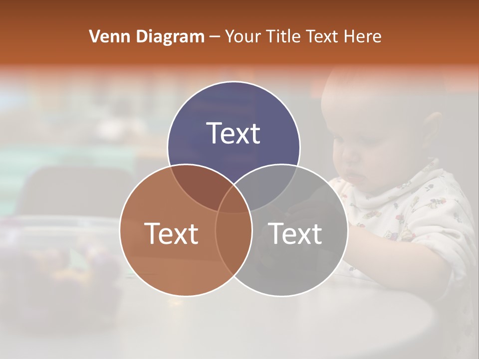 A Baby Sitting At A Table Playing With A Toy PowerPoint Template