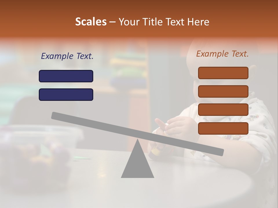 A Baby Sitting At A Table Playing With A Toy PowerPoint Template