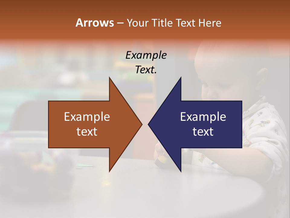 A Baby Sitting At A Table Playing With A Toy PowerPoint Template