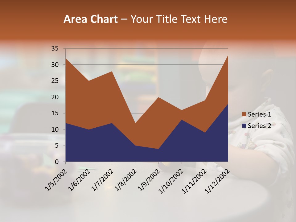 A Baby Sitting At A Table Playing With A Toy PowerPoint Template