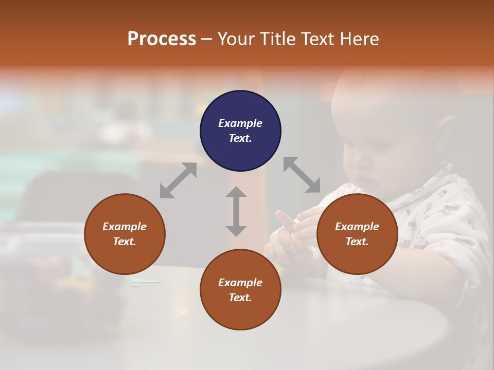 A Baby Sitting At A Table Playing With A Toy PowerPoint Template