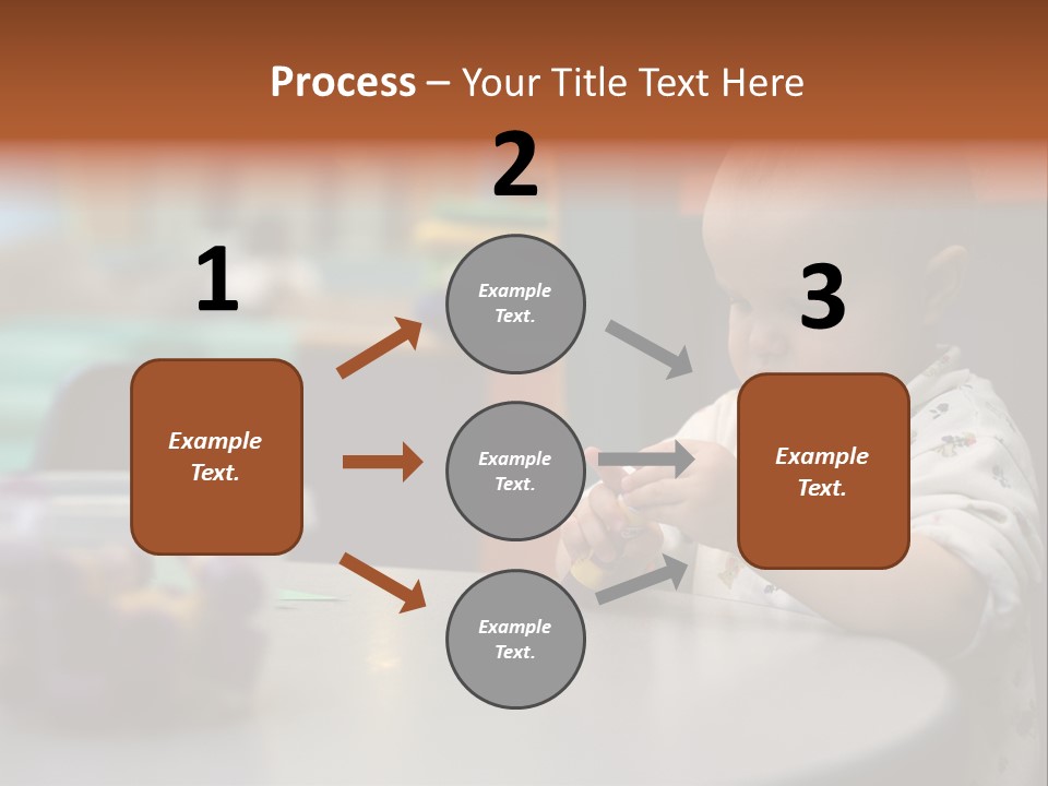 A Baby Sitting At A Table Playing With A Toy PowerPoint Template