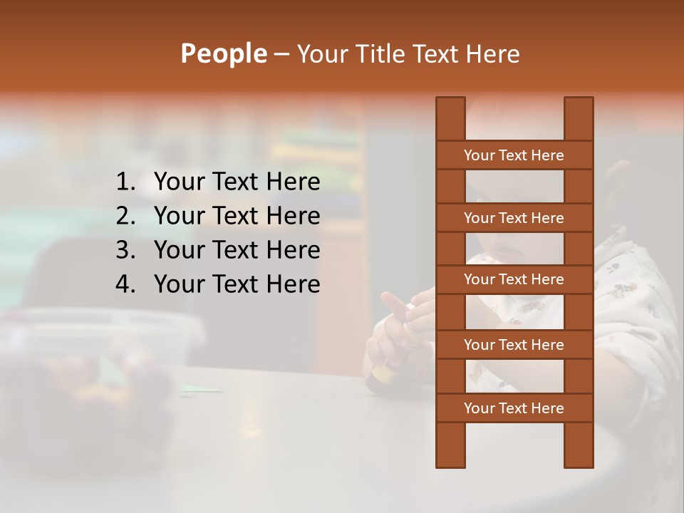 A Baby Sitting At A Table Playing With A Toy PowerPoint Template