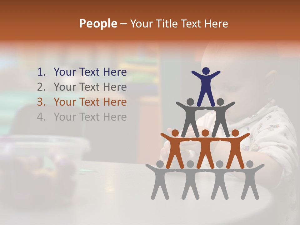 A Baby Sitting At A Table Playing With A Toy PowerPoint Template