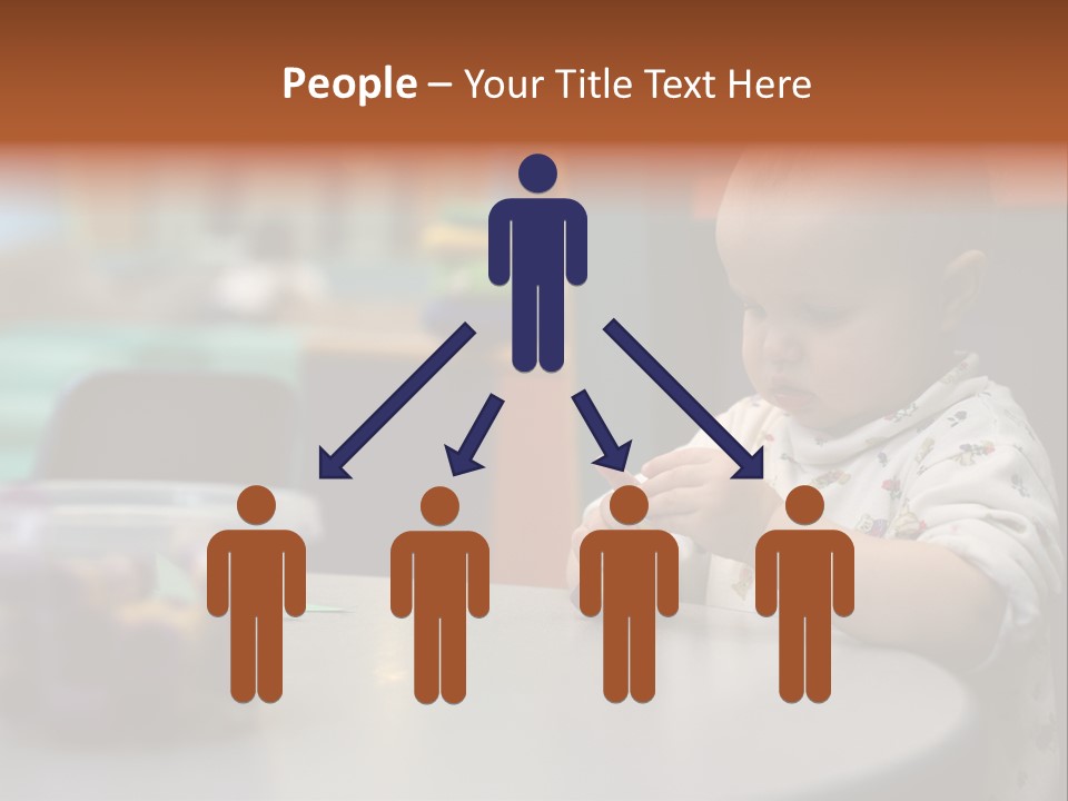 A Baby Sitting At A Table Playing With A Toy PowerPoint Template