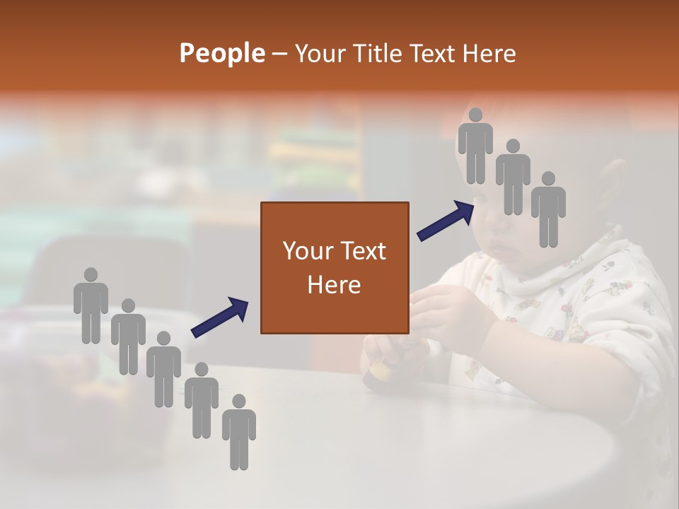 A Baby Sitting At A Table Playing With A Toy PowerPoint Template