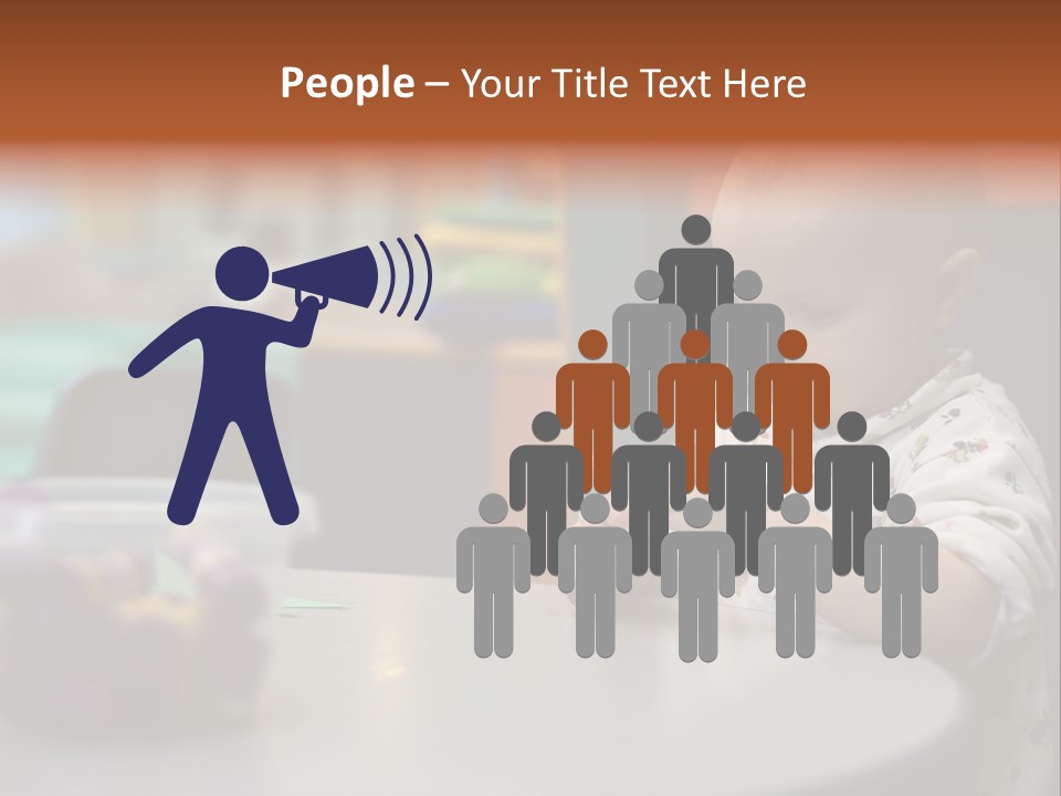 A Baby Sitting At A Table Playing With A Toy PowerPoint Template