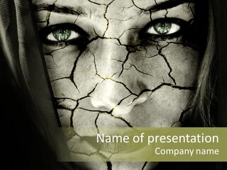 Global Warming Concept: Face Of Woman With Cracked Skin PowerPoint Template