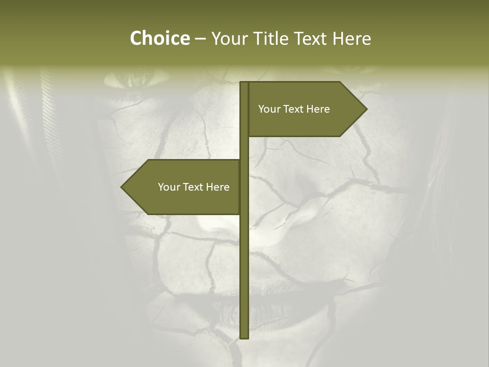Global Warming Concept: Face Of Woman With Cracked Skin PowerPoint Template