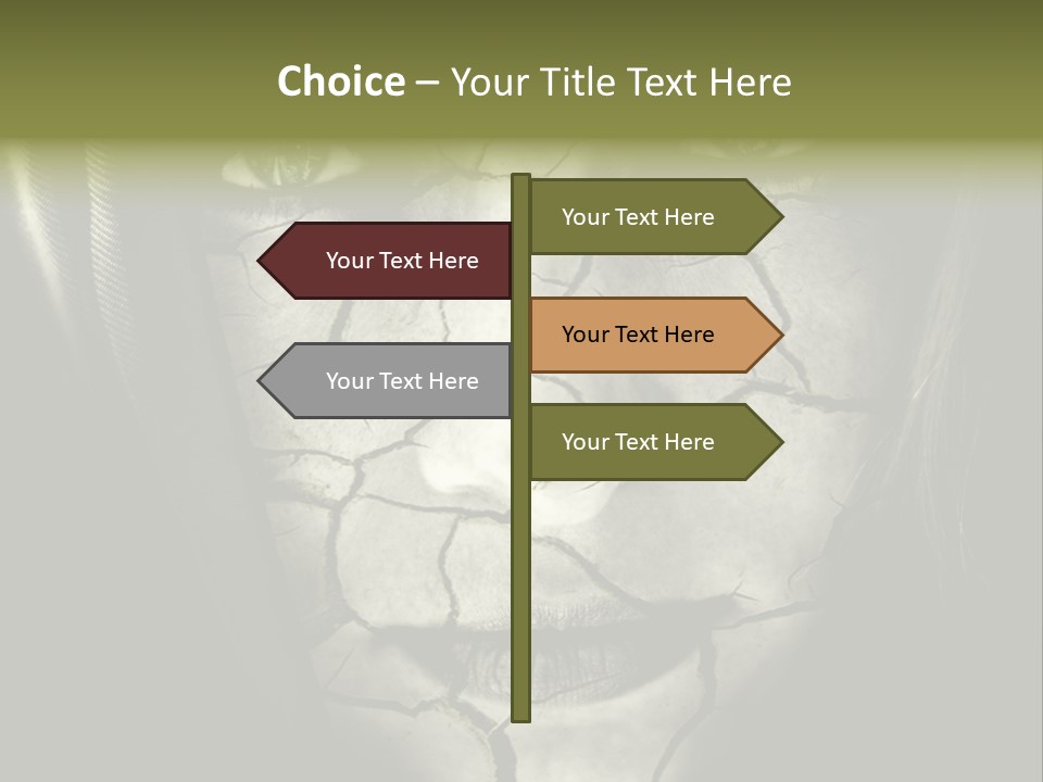 Global Warming Concept: Face Of Woman With Cracked Skin PowerPoint Template