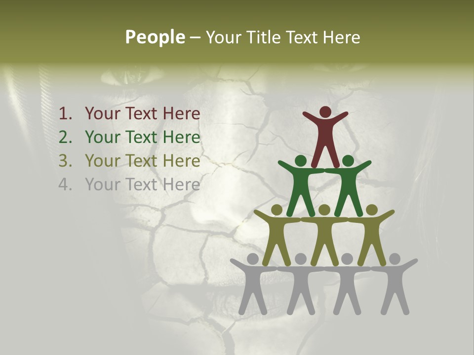 Global Warming Concept: Face Of Woman With Cracked Skin PowerPoint Template