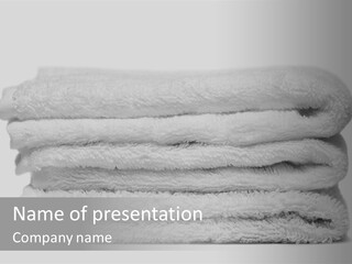 Stack Of White Towels Close-Up PowerPoint Template