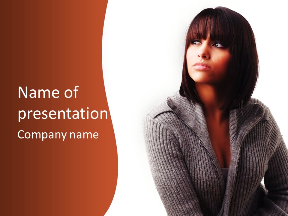 Beautiful Young Woman With Stylish Hair Design PowerPoint Template