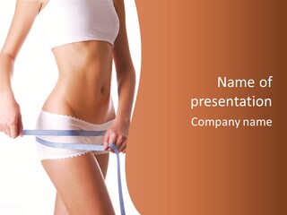 Woman Measuring Perfect Shape Of Beautiful Thigh. Healthy Lifestyles Concept PowerPoint Template