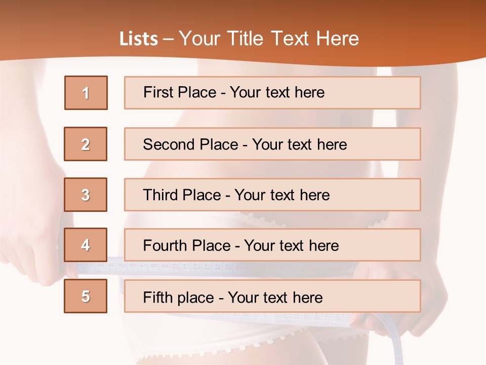 Woman Measuring Perfect Shape Of Beautiful Thigh. Healthy Lifestyles Concept PowerPoint Template