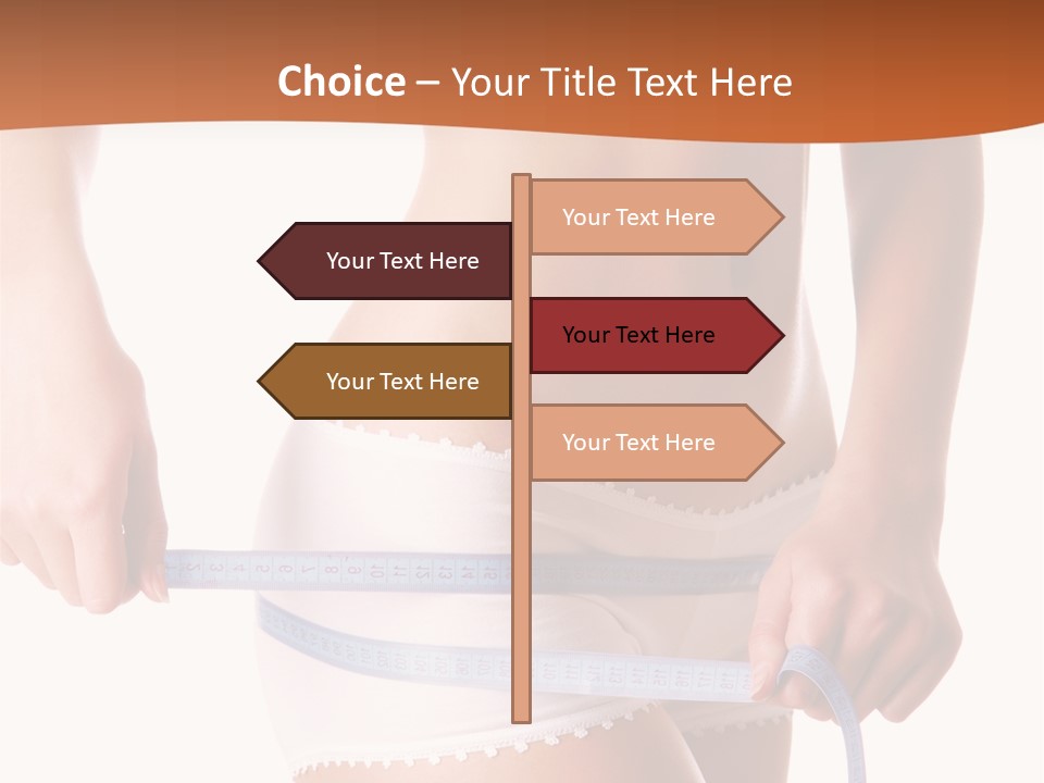 Woman Measuring Perfect Shape Of Beautiful Thigh. Healthy Lifestyles Concept PowerPoint Template