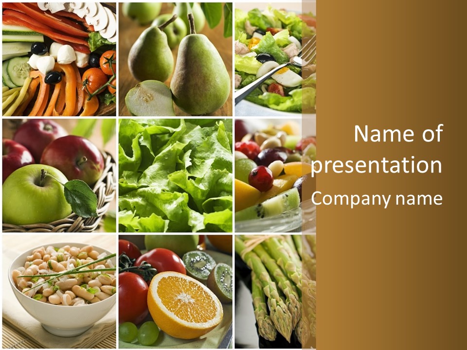 Healthy Vegetables And Fruit Food - Collage PowerPoint Template