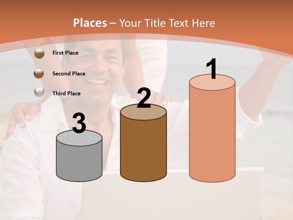 Happy Beach Couple On A Laptop During Vacation PowerPoint Template