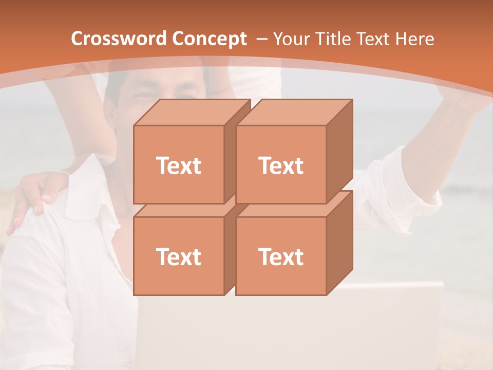 Happy Beach Couple On A Laptop During Vacation PowerPoint Template