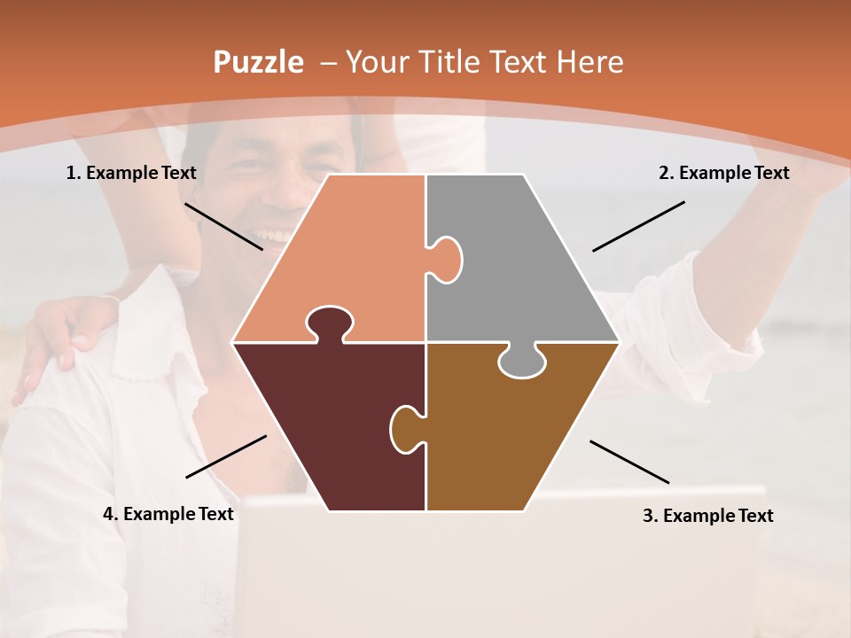 Happy Beach Couple On A Laptop During Vacation PowerPoint Template