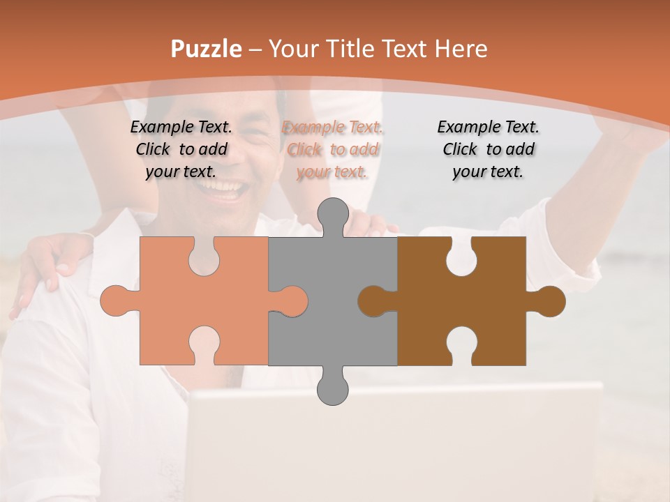 Happy Beach Couple On A Laptop During Vacation PowerPoint Template