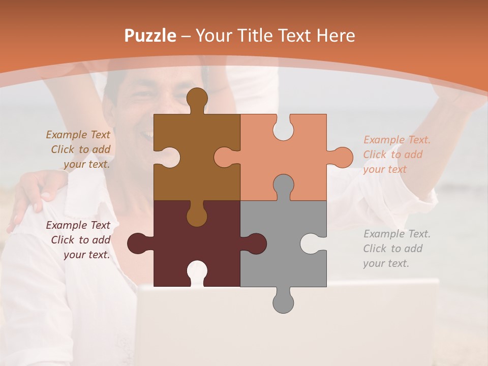 Happy Beach Couple On A Laptop During Vacation PowerPoint Template