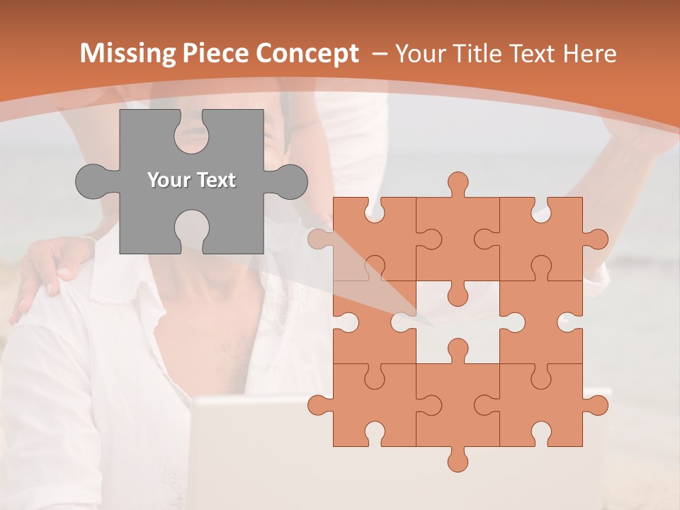 Happy Beach Couple On A Laptop During Vacation PowerPoint Template