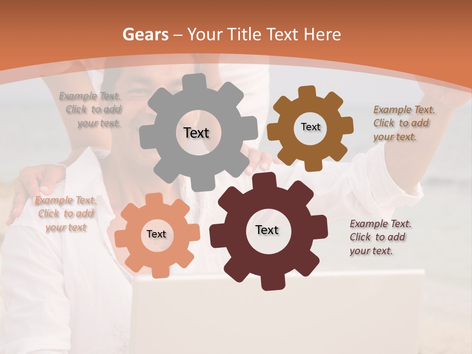 Happy Beach Couple On A Laptop During Vacation PowerPoint Template