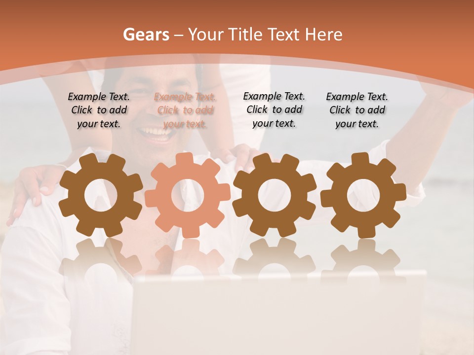 Happy Beach Couple On A Laptop During Vacation PowerPoint Template