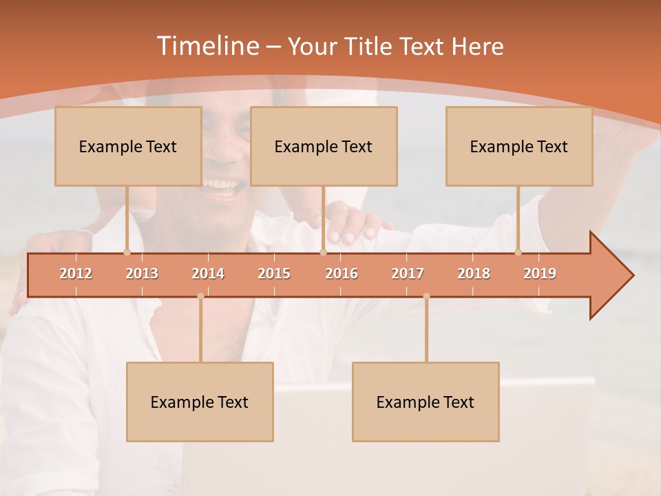 Happy Beach Couple On A Laptop During Vacation PowerPoint Template