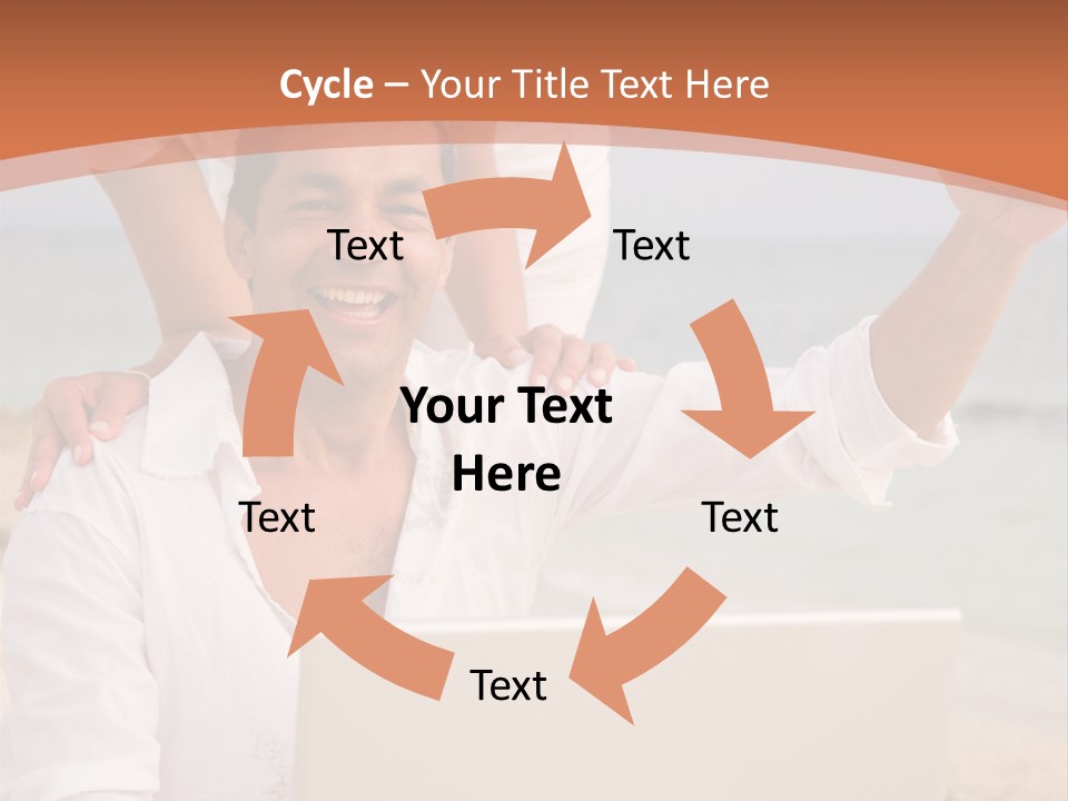 Happy Beach Couple On A Laptop During Vacation PowerPoint Template