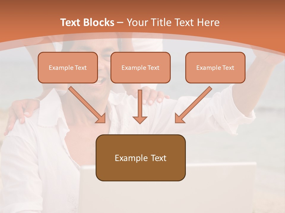 Happy Beach Couple On A Laptop During Vacation PowerPoint Template