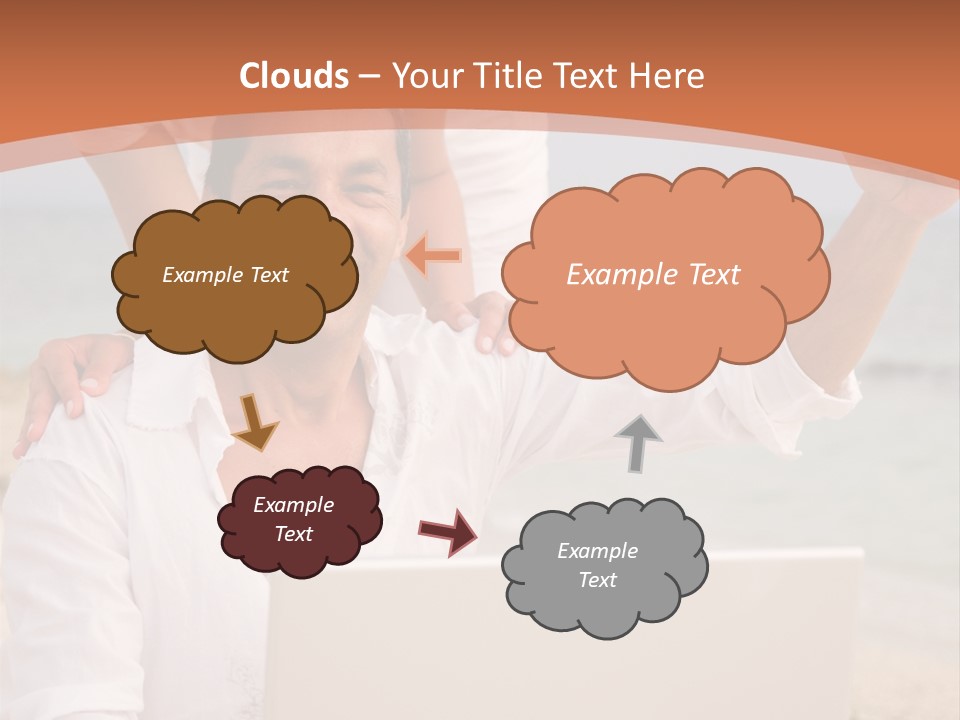 Happy Beach Couple On A Laptop During Vacation PowerPoint Template